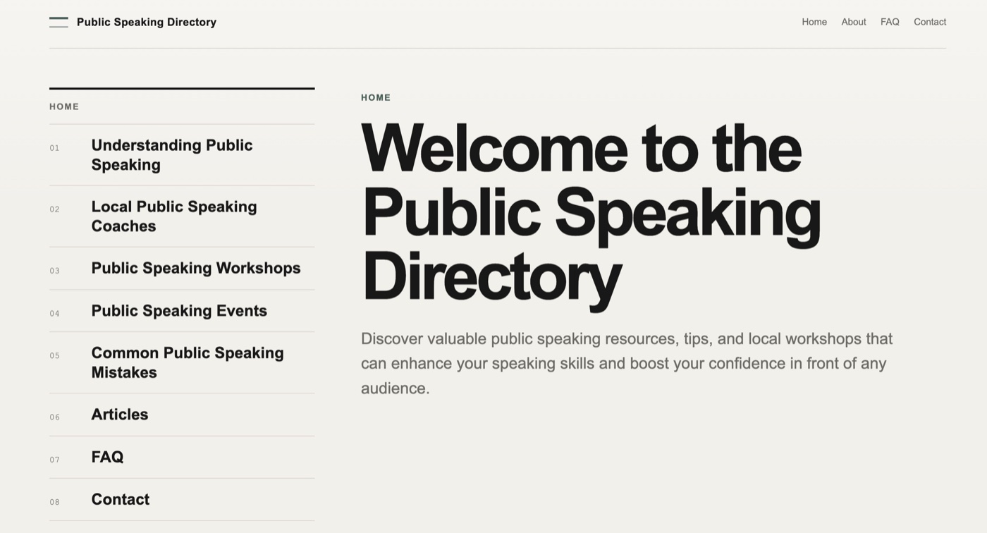 White Page example — directory site